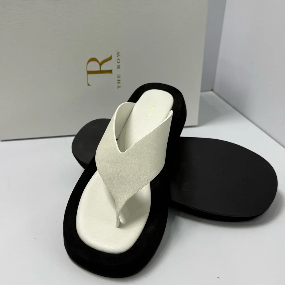 The Row Black and White Sandals